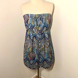 ✅Nordstrom Lush Blue Tube Stapless Dress Large Boho Bohemian